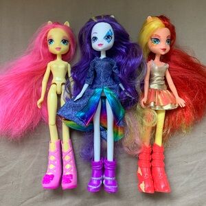 Equestria Girls, Rarity, Sunset Shimmer, Fluttershy, Doll Lot